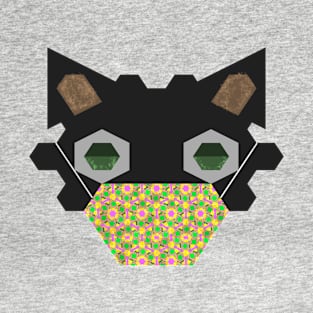 Black Cat Wearing Celebrating Spring - #1 Mask T-Shirt